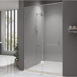 Giana A Wall To Wall Shower Partition With Round Shape Stabilizer Rod Set & Door Handle - 1950x1201-1600 mm