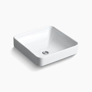 Square Vessel Basin Without Faucet Hole In White