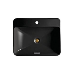 Forefront Series Black Rectangular Vessel Lavatory With Single Faucet Hole
