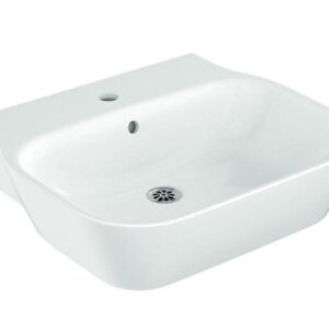 Span Series White Wall Mount With Single Faucet Hole