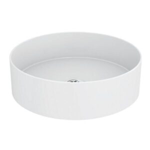 Mica Series White Round Vessel Without Faucet Hole Basin