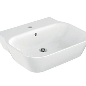 Span Series White Square Wall Mount Basin With Single Faucet Hole