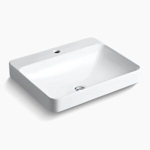 Vessel Basin With Single Faucet Hole In White