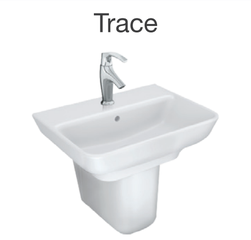 Wall Mount Half Pedestal Basin With Single Faucet Hole In White