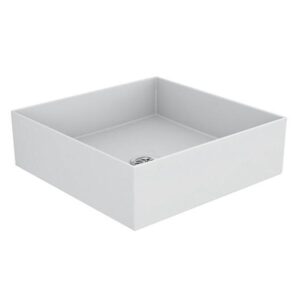 Mica Series White Square Vessel Without Faucet Hole Basin