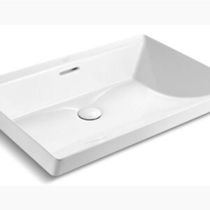 BRAZN RECTANGLE VESSEL WITH CERAMIC DRAIN IN WHITE