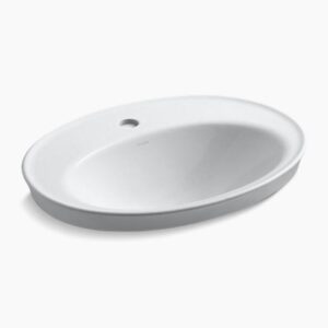 White Self Rimming Lavatory With Single Faucet Hole