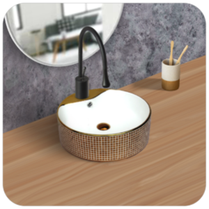 Brizzio 403 Round Gold Ceramic Wash Basinn