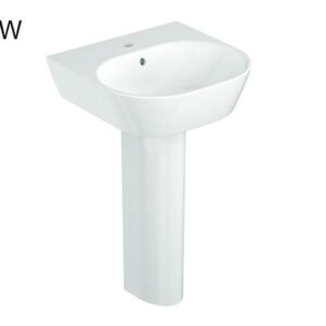 Span Series White Square Wall Mount Lavatory With Full Pedestal