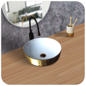 Brizzio 717 Round Gold Ceramic Wash Basin