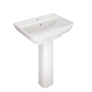 Trace Series White With Single Faucet Hole Pedestal Basin