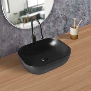 Brizzio 495 Luxury Black Matt Finish Ceramic Wash Basin