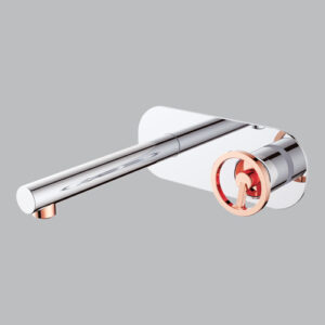 Wall-Mounted Basin Mixer (Rose Gold + Chrome) AQUANT