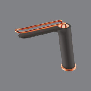 Matt Black + Rose Gold Brass Basin Mixer AQUANT