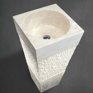 Asura - Travertine Cream Marble Pedestal Basin AQUANT
