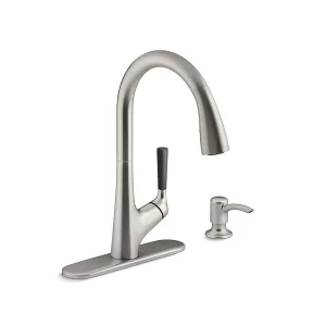 KOHLER MALLECO KITCHEN SINK FAUCET IN VIBRANT STEEL FINISH