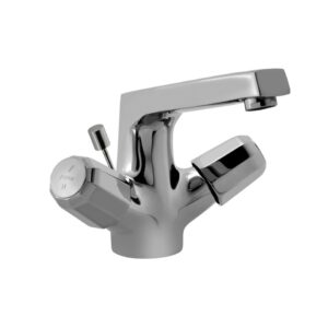 CENTRAL HOLE BASIN MIXER WITH POPUP WASTE SYSTEM