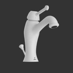 SINGLE LEVER BASIN MIXER WITH POPUP WASTE - WHITE MATT
